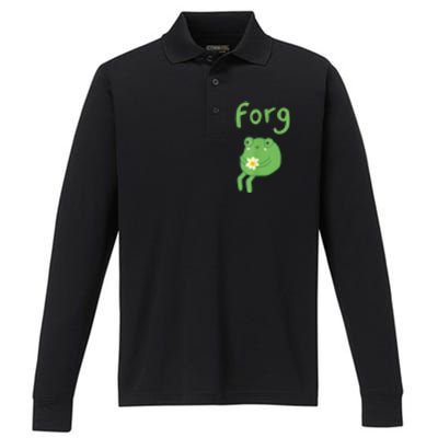 Frog Cake Meme Cute Aesthetic Forg Performance Long Sleeve Polo