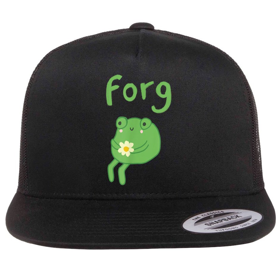 Frog Cake Meme Cute Aesthetic Forg Flat Bill Trucker Hat