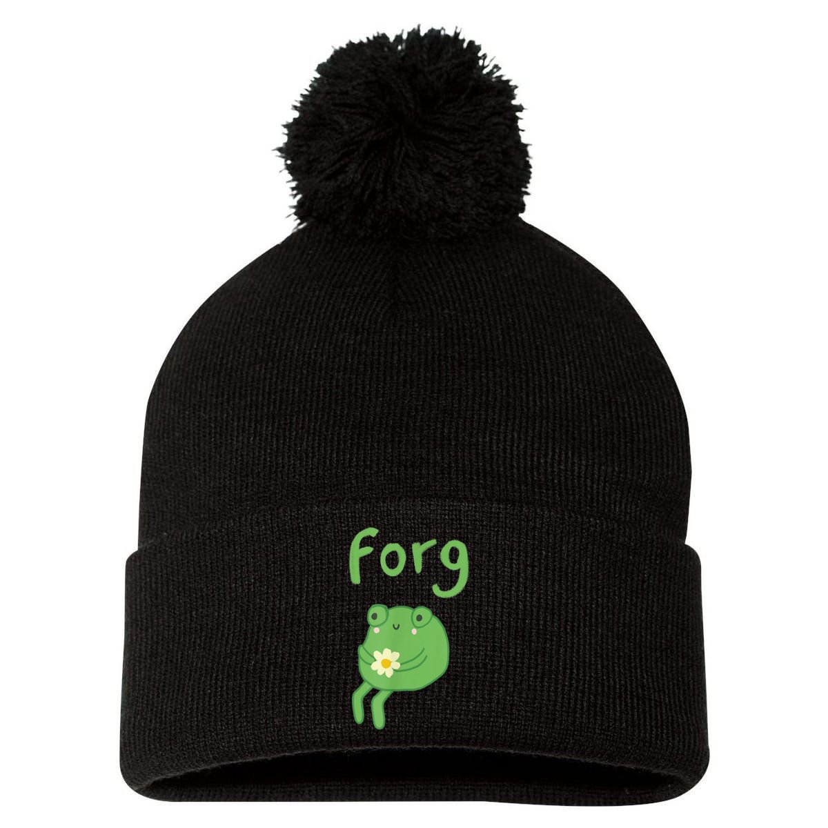 Frog Cake Meme Cute Aesthetic Forg Pom Pom 12in Knit Beanie
