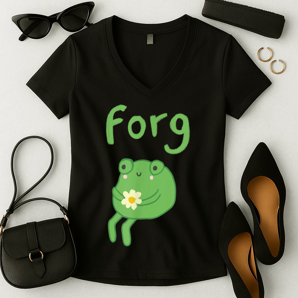 Frog Cake Meme Cute Aesthetic Forg Women's V-Neck T-Shirt