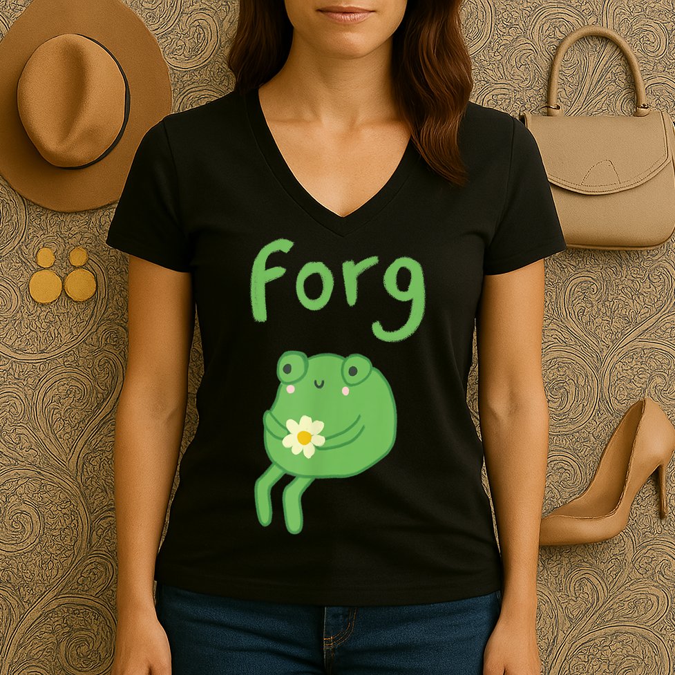 Frog Cake Meme Cute Aesthetic Forg Women's V-Neck T-Shirt