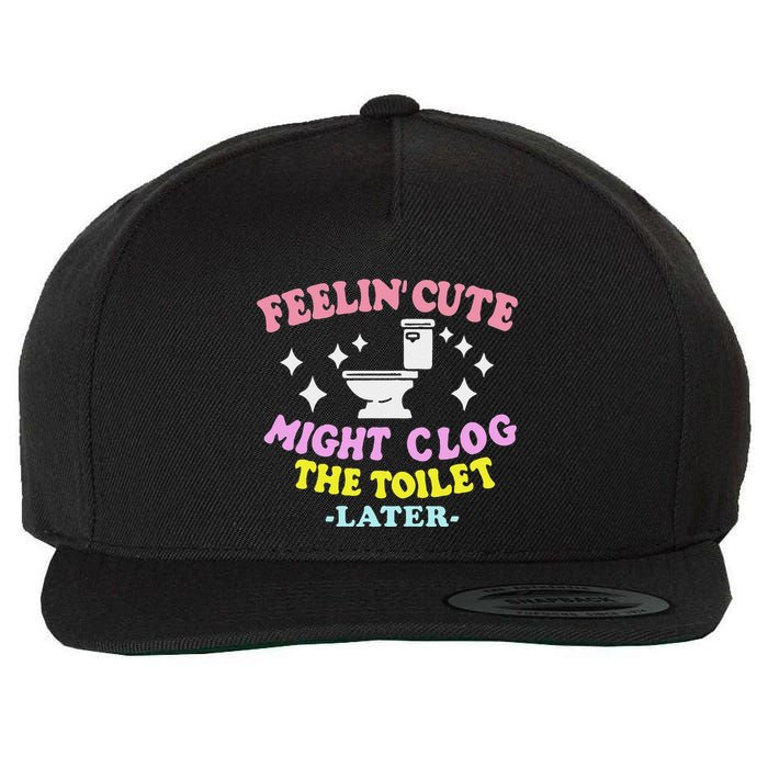 Feelin Cute Might Clog The Toilet Later Wool Snapback Cap