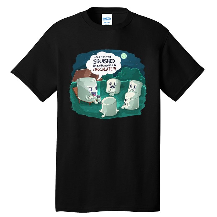 Funny Cute Marshmallow Scary Campfire Story SMores Gift Tall T-Shirt