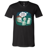 Funny Cute Marshmallow Scary Campfire Story SMores Gift V-Neck T-Shirt