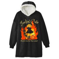 Feeling Cute Might Curse You Later Cute Witch Hooded Wearable Blanket