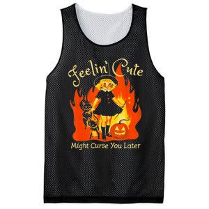 Feeling Cute Might Curse You Later Cute Witch Mesh Reversible Basketball Jersey Tank