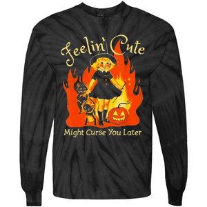 Feeling Cute Might Curse You Later Cute Witch Tie-Dye Long Sleeve Shirt