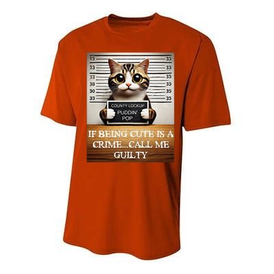 Funny Cat Meme Guilty Of Being Cute Performance Sprint T-Shirt