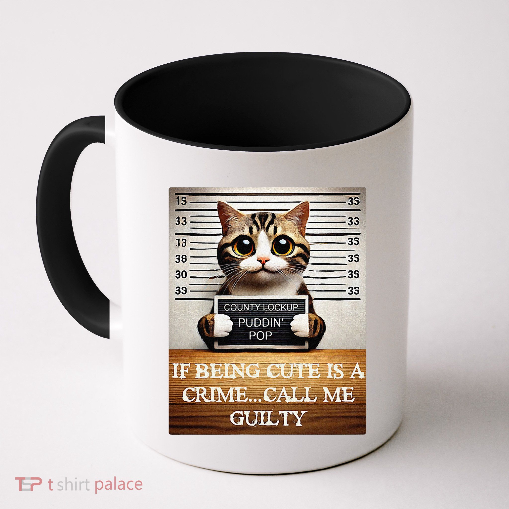 Funny Cat Meme Guilty Of Being Cute Mug