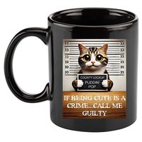 Funny Cat Meme Guilty Of Being Cute 11oz C Handle Ceramic Mug