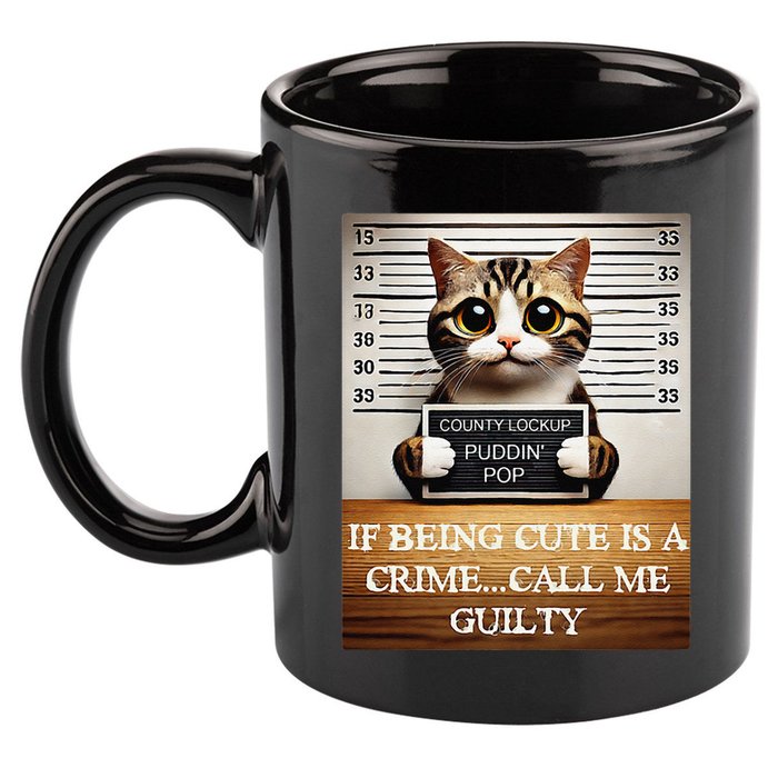 Funny Cat Meme Guilty Of Being Cute 11oz C Handle Ceramic Mug