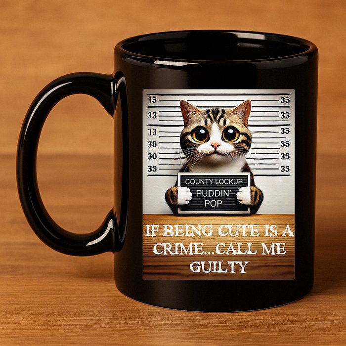 Funny Cat Meme Guilty Of Being Cute 11oz C Handle Ceramic Mug
