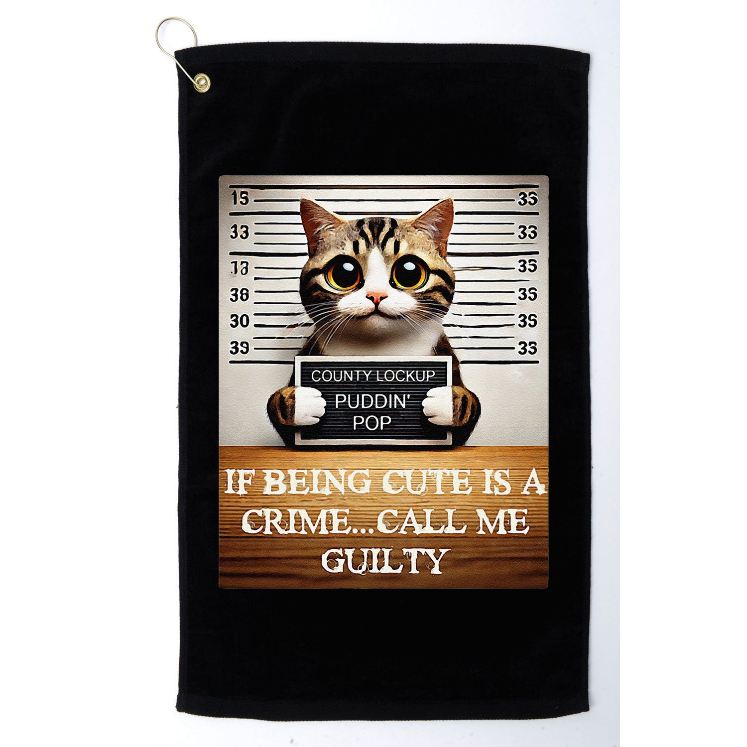 Funny Cat Meme Guilty Of Being Cute Golf Towel