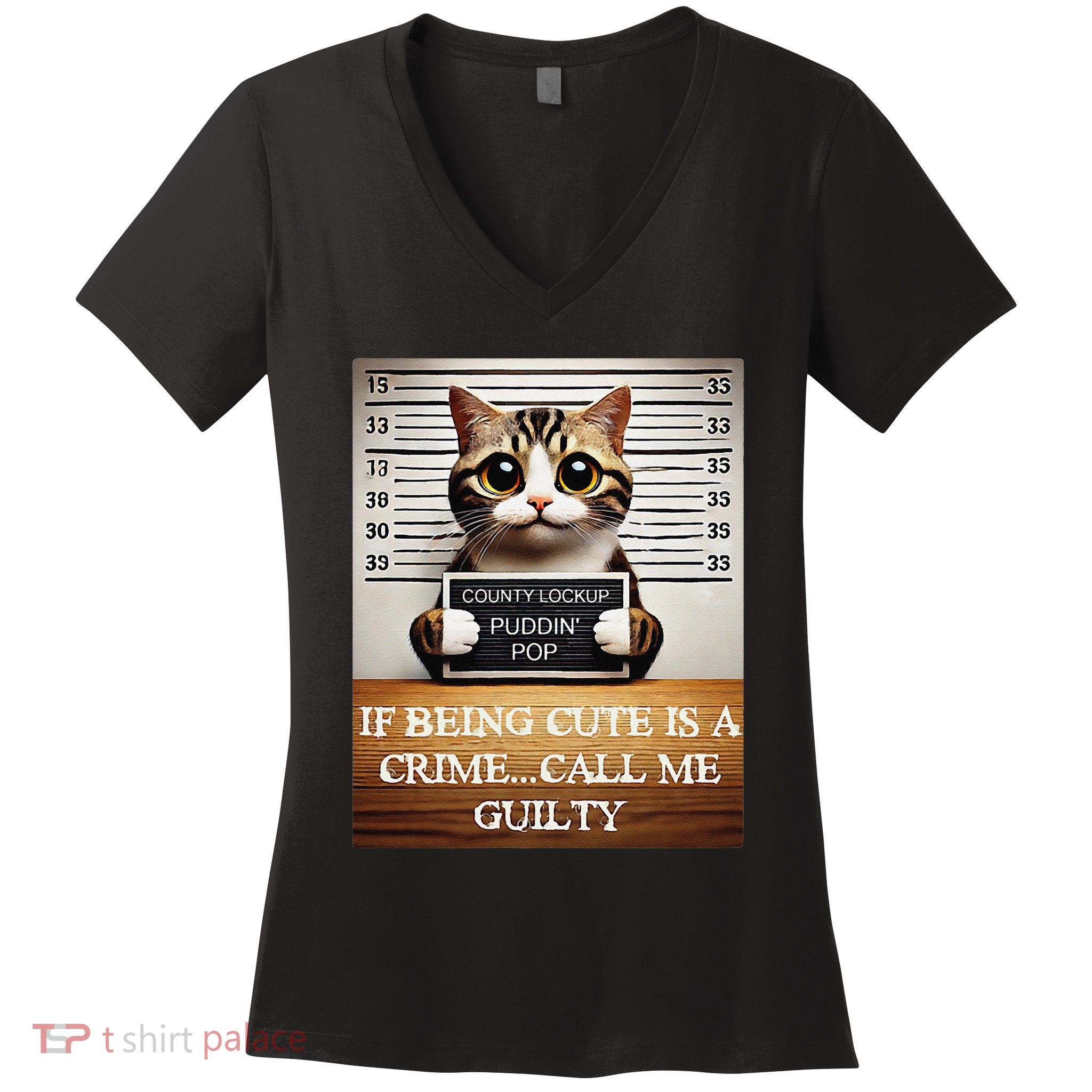 Funny Cat Meme Guilty Of Being Cute Women's V-Neck T-Shirt