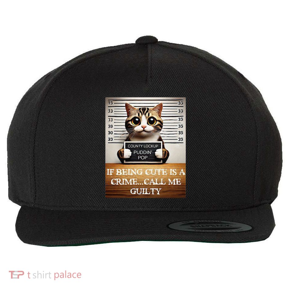 Funny Cat Meme Guilty Of Being Cute Wool Snapback Cap