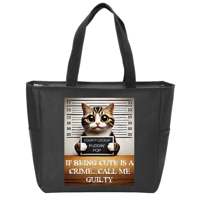 Funny Cat Meme Guilty Of Being Cute Zip Tote Bag