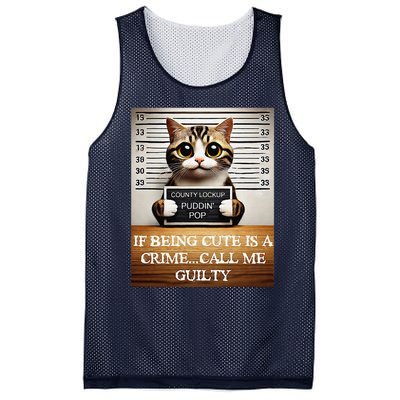 Funny Cat Meme Guilty Of Being Cute Mesh Reversible Basketball Jersey Tank