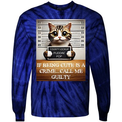 Funny Cat Meme Guilty Of Being Cute Tie-Dye Long Sleeve Shirt