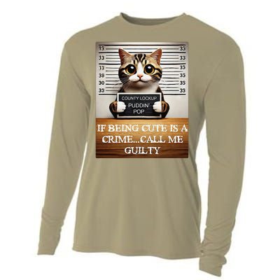 Funny Cat Meme Guilty Of Being Cute Cooling Performance Long Sleeve Crew