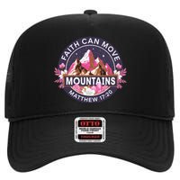 Faith Can Move Mountains Religious Christian High Crown Mesh Back Trucker Hat