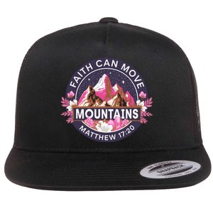 Faith Can Move Mountains Religious Christian Flat Bill Trucker Hat