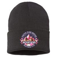 Faith Can Move Mountains Religious Christian Sustainable Knit Beanie