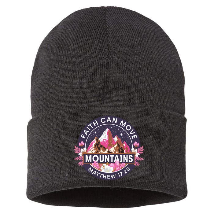 Faith Can Move Mountains Religious Christian Sustainable Knit Beanie