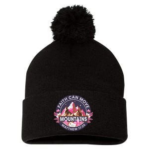 Faith Can Move Mountains Religious Christian Pom Pom 12in Knit Beanie