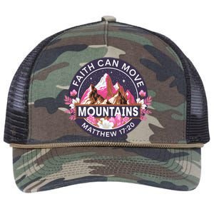 Faith Can Move Mountains Religious Christian Retro Rope Trucker Hat Cap