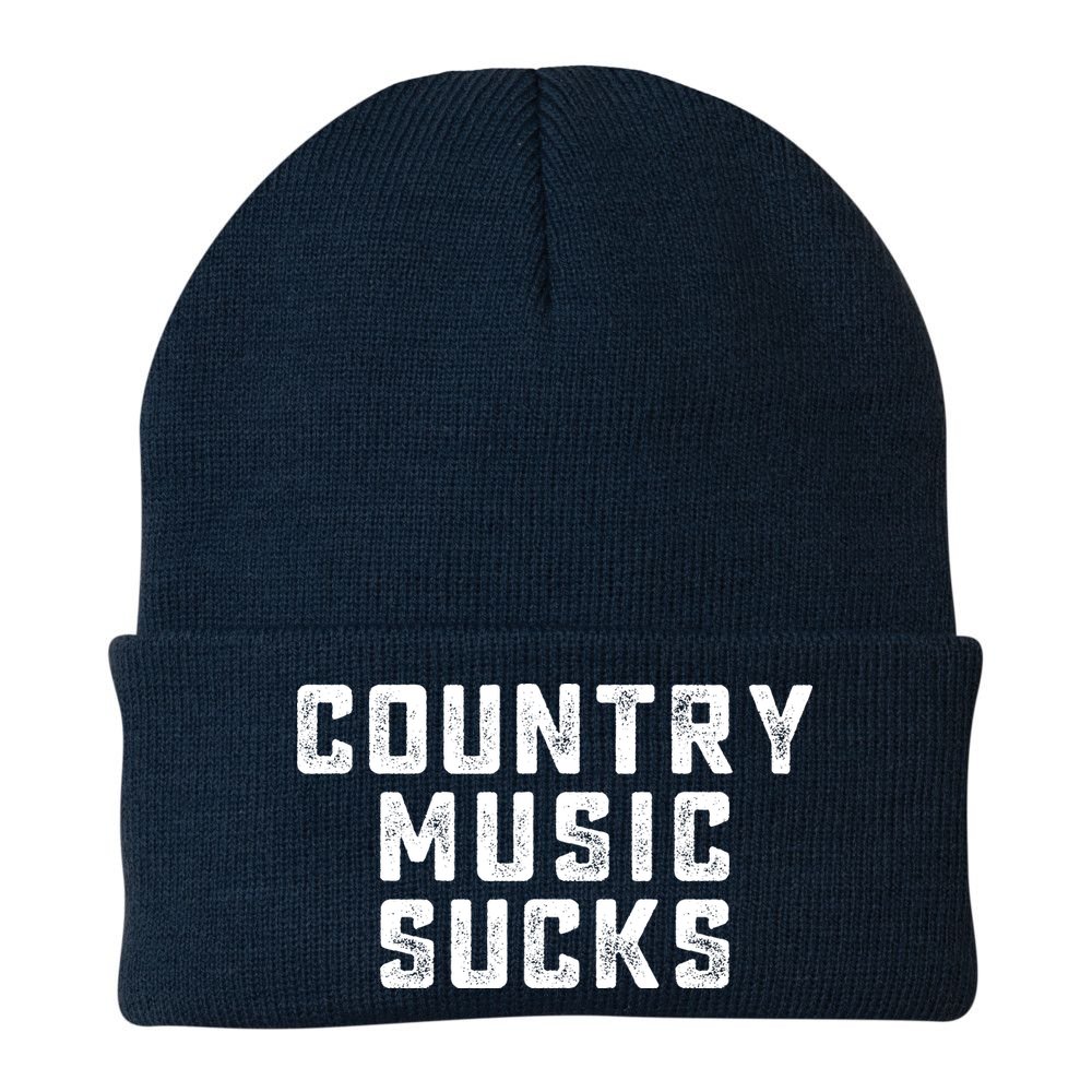 Funny Country Music Gifts Pop Country Sucks Beanie