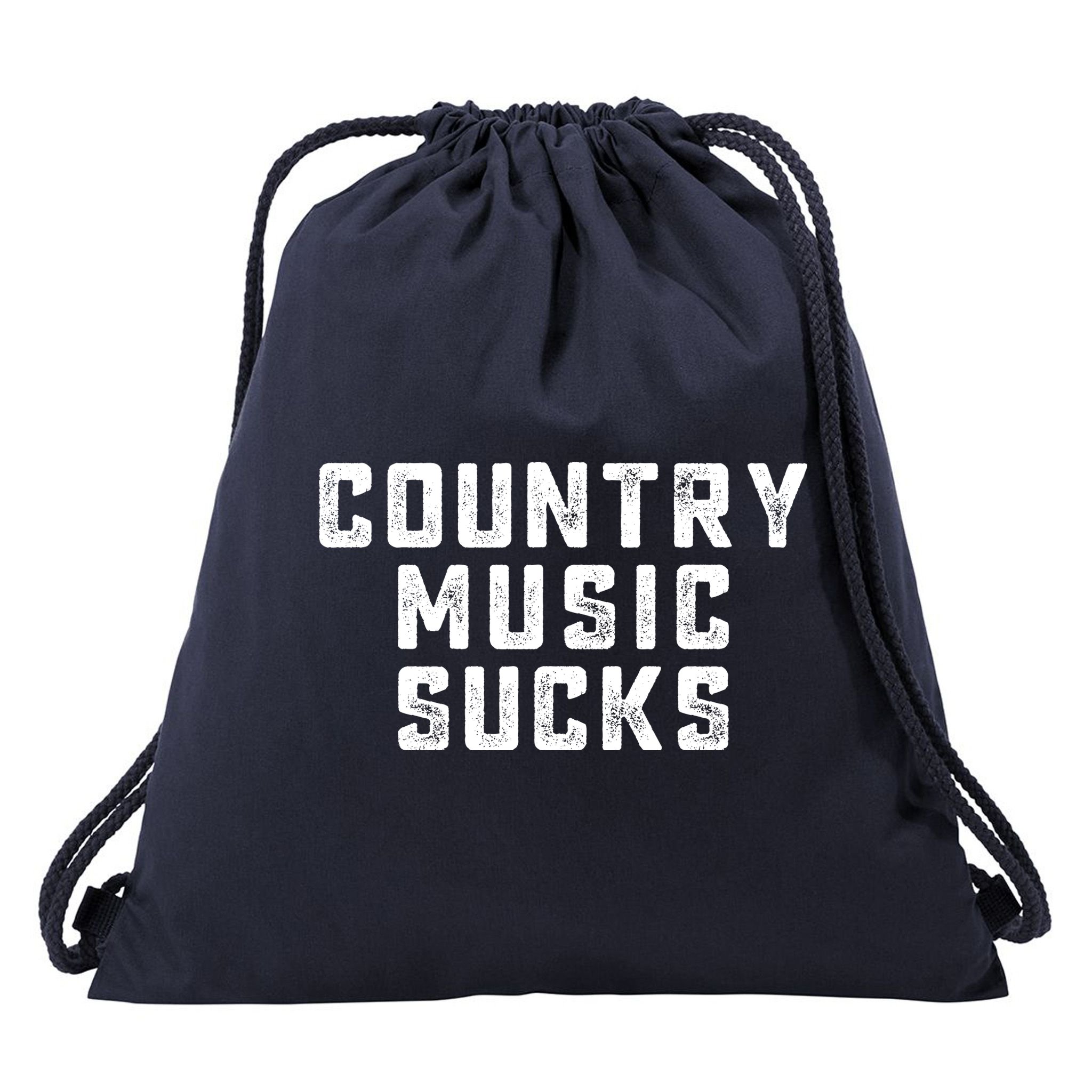 Funny Country Music Gifts Pop Country Sucks Drawstring Bag