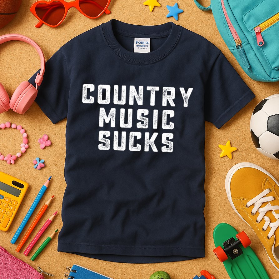 Funny Country Music Gifts Pop Country Sucks Kids T-Shirt