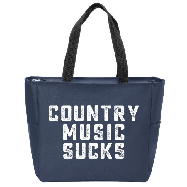 Funny Country Music Gifts Pop Country Sucks Zip Tote Bag