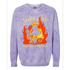 Feeling Cute Might Curse You Later Cute Witch Colorblast Crewneck Sweatshirt