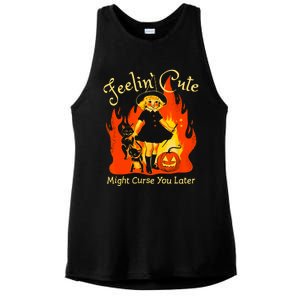 Feeling Cute Might Curse You Later Cute Witch Ladies PosiCharge Tri-Blend Wicking Tank