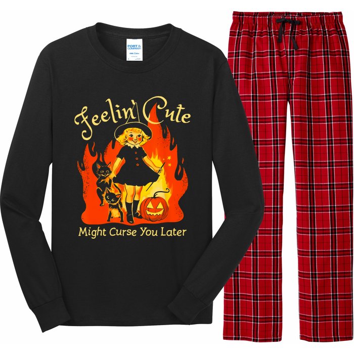 Feeling Cute Might Curse You Later Cute Witch Long Sleeve Pajama Set