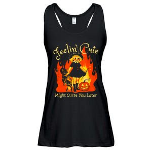 Feeling Cute Might Curse You Later Cute Witch Ladies Essential Flowy Tank