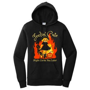 Feeling Cute Might Curse You Later Cute Witch Women's Pullover Hoodie