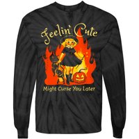 Feeling Cute Might Curse You Later Cute Witch Tie-Dye Long Sleeve Shirt