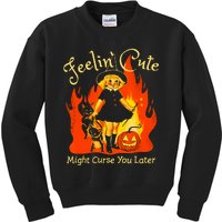 Feeling Cute Might Curse You Later Cute Witch Kids Sweatshirt