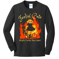 Feeling Cute Might Curse You Later Cute Witch Kids Long Sleeve Shirt