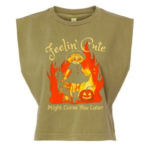 Feeling Cute Might Curse You Later Cute Witch Garment-Dyed Women's Muscle Tee