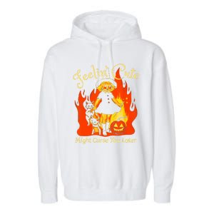 Feeling Cute Might Curse You Later Cute Witch Garment-Dyed Fleece Hoodie