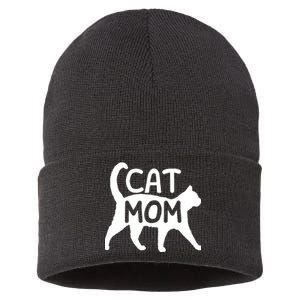 Funny Cat Mom Shirt For Women Cat Lovers Cute Mothers Day Sustainable Knit Beanie