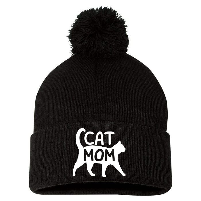 Funny Cat Mom Shirt For Women Cat Lovers Cute Mothers Day Pom Pom 12in Knit Beanie