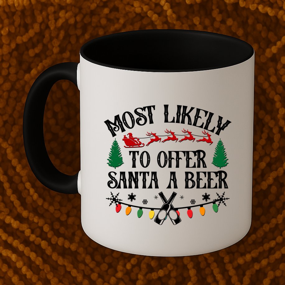 Funny Christmas Most Likely To Offer Santa A Beer Mug