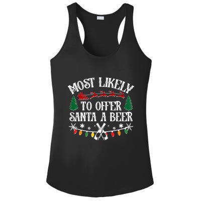 Funny Christmas Most Likely To Offer Santa A Beer Ladies PosiCharge Competitor Racerback Tank