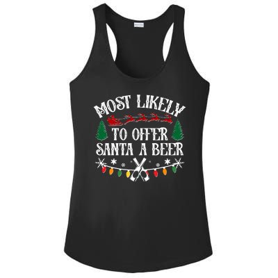 Funny Christmas Most Likely To Offer Santa A Beer Ladies PosiCharge Competitor Racerback Tank