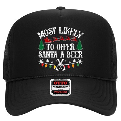 Funny Christmas Most Likely To Offer Santa A Beer Trucker Hat