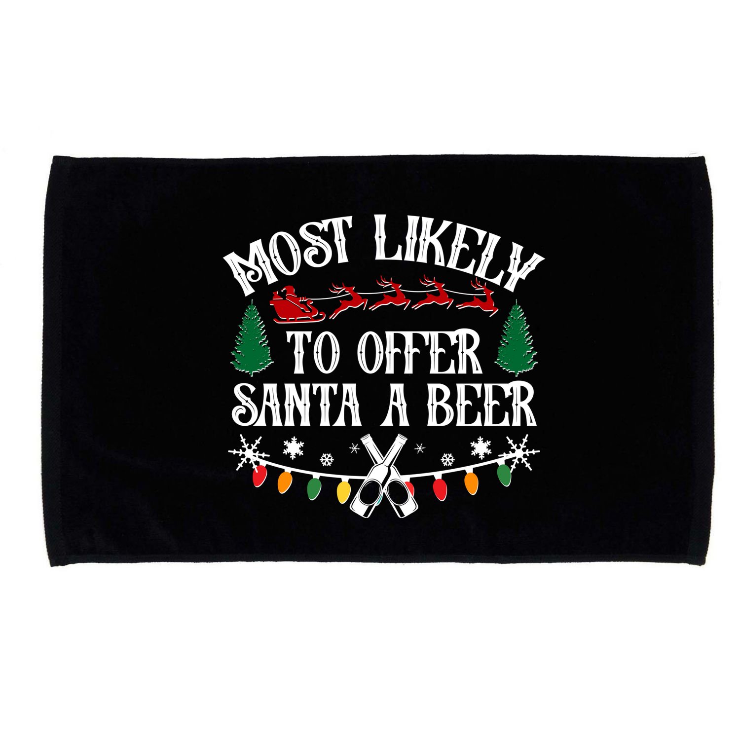 Funny Christmas Most Likely To Offer Santa A Beer Microfiber Hand Towel